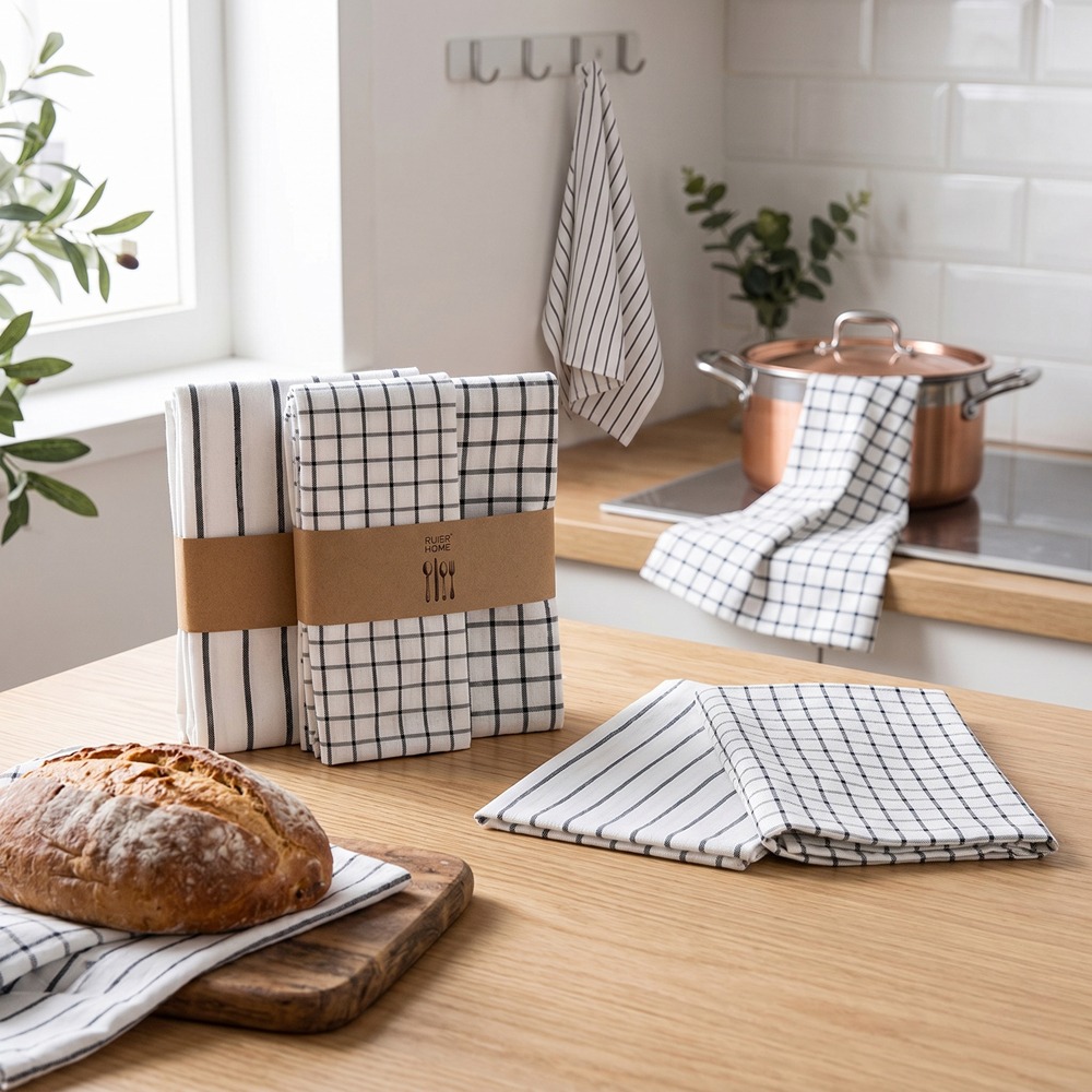 Kitchen Baking Table - 4 PCS Modern Plaid Cotton Dish