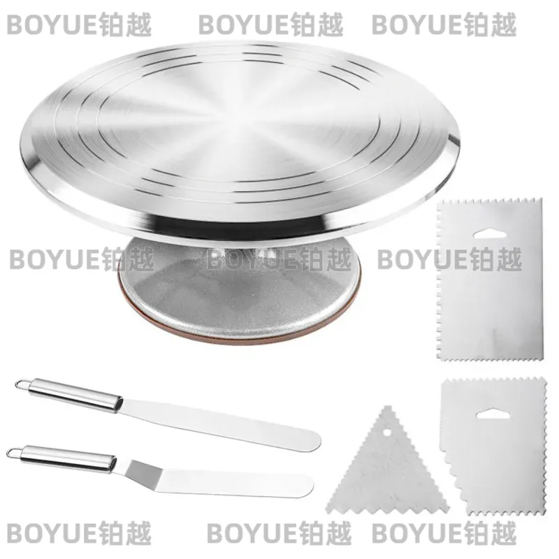 Kitchen Baking Table - Gold Aluminum Alloy Cake Turntable Rotating