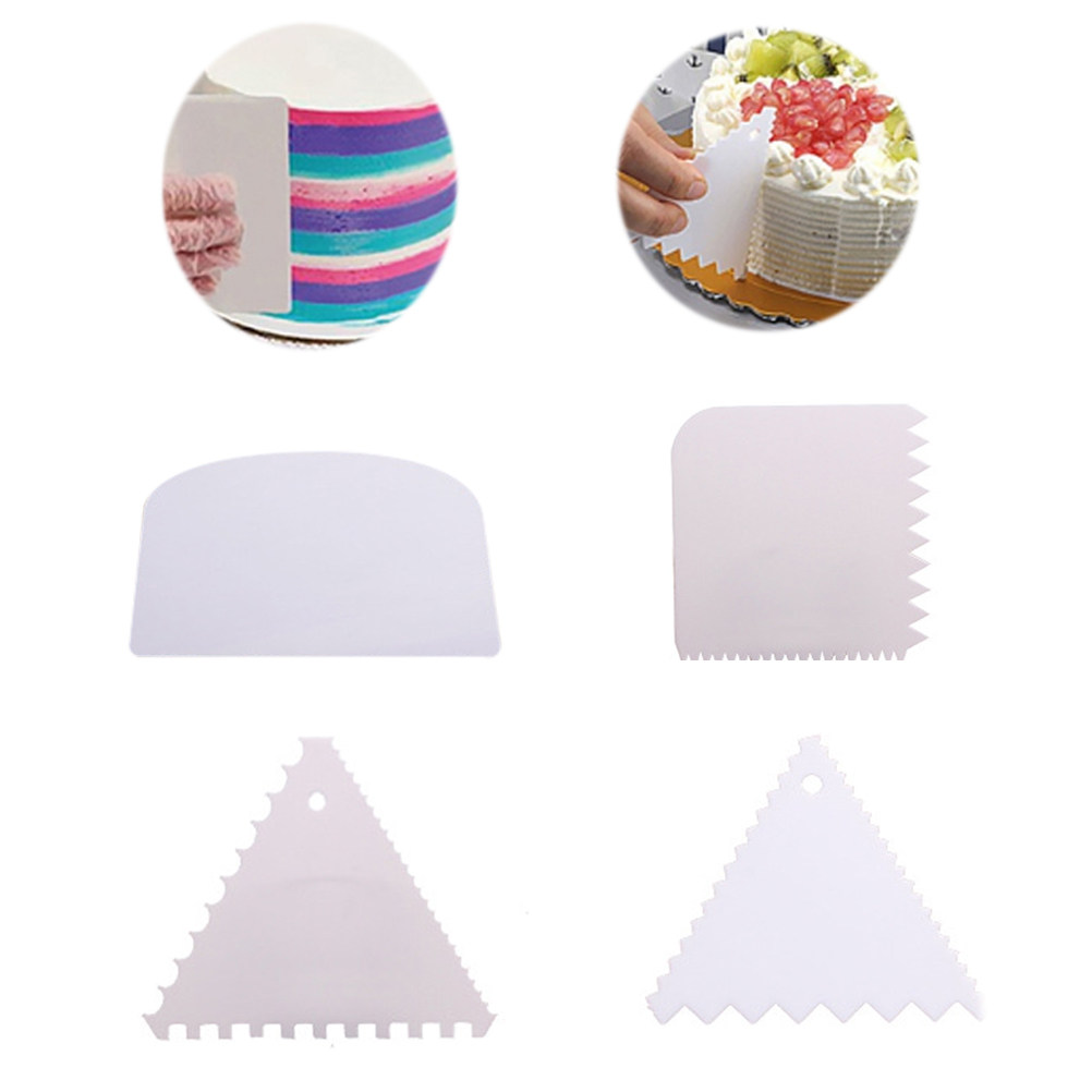 Fondant Smoother Set - 4Pcs Cake Scraper Set White Plastic