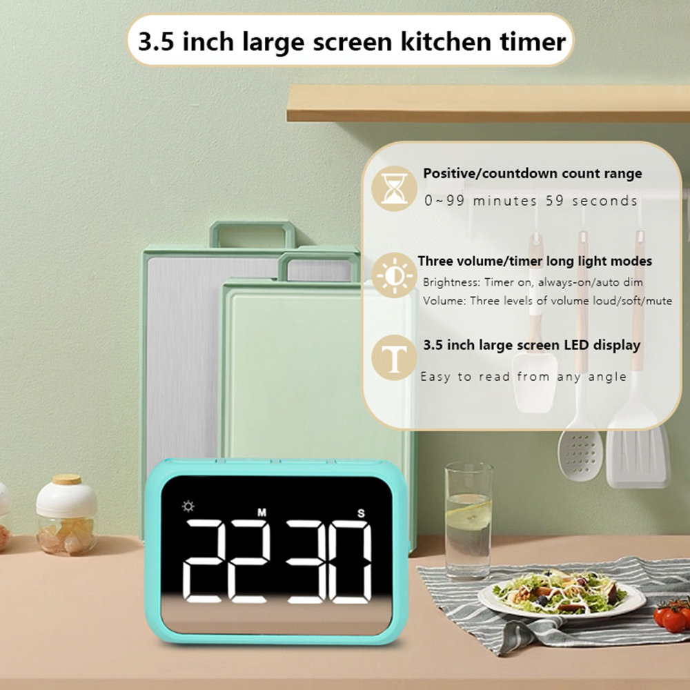 Kitchen Baking Timer - 1PC Modern Minimalist LED Battery Timer