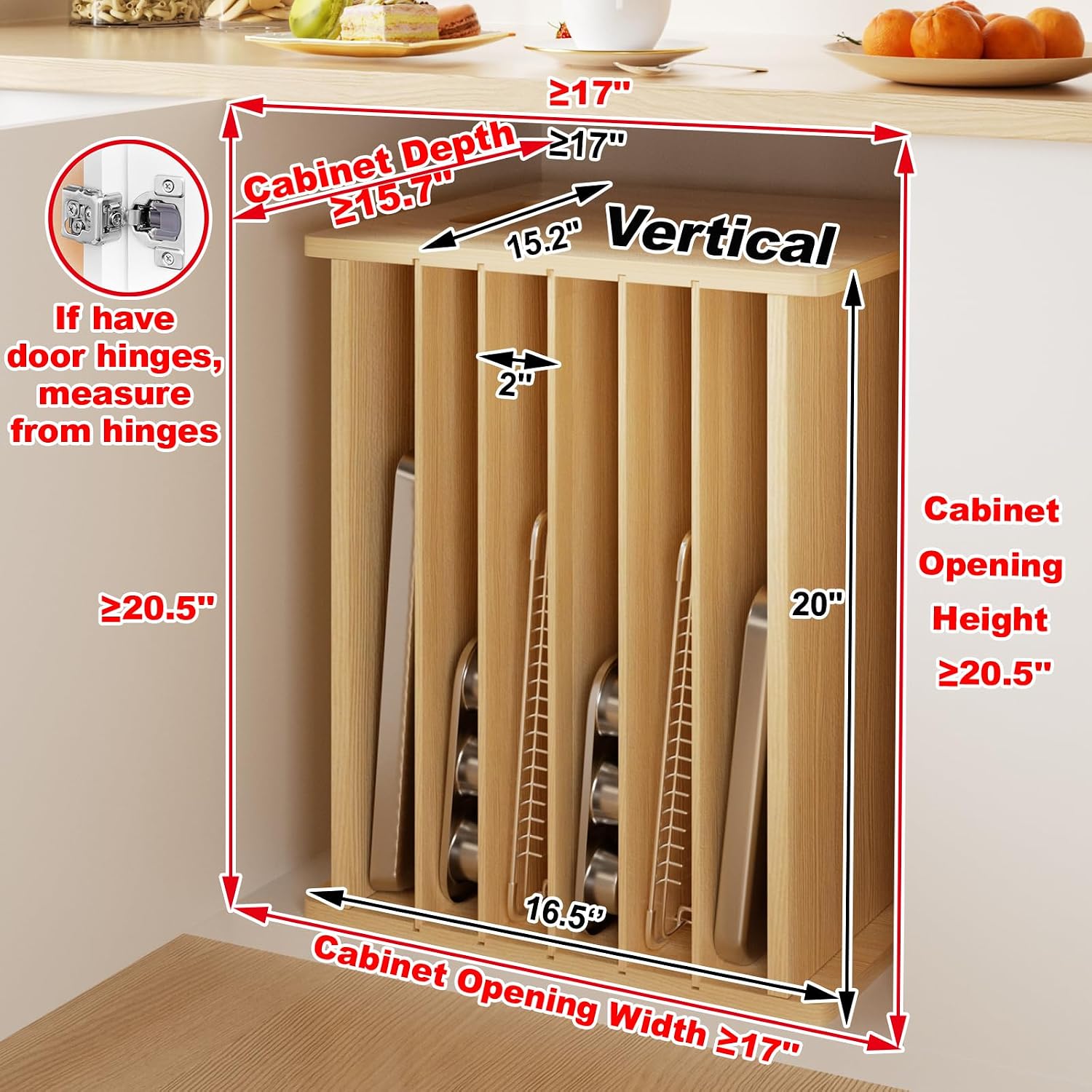 Wooden Bakeware Tray Divider O - đánh giá và giá Kitchen Cabinet Baking Organizer