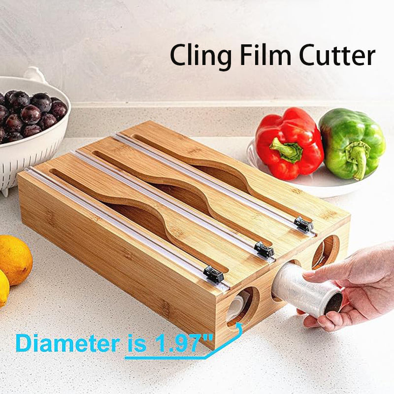 3 In 1 Bamboo Foil Cling Film  - đánh giá và giá Kitchen Baking Tray Storage