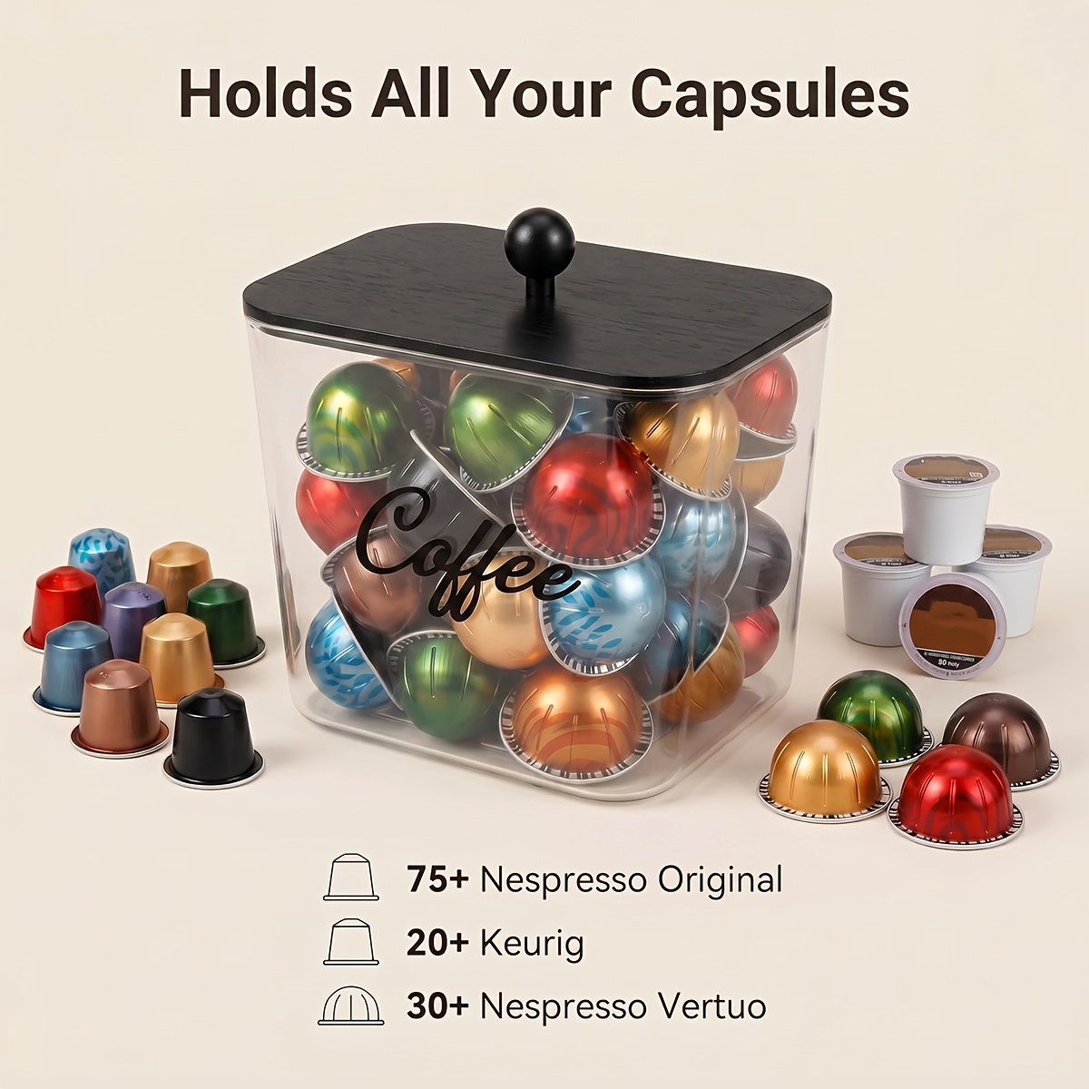 Coffee Pod Holder with Lids Pl - đánh giá và giá Kitchen Baking Tray Storage