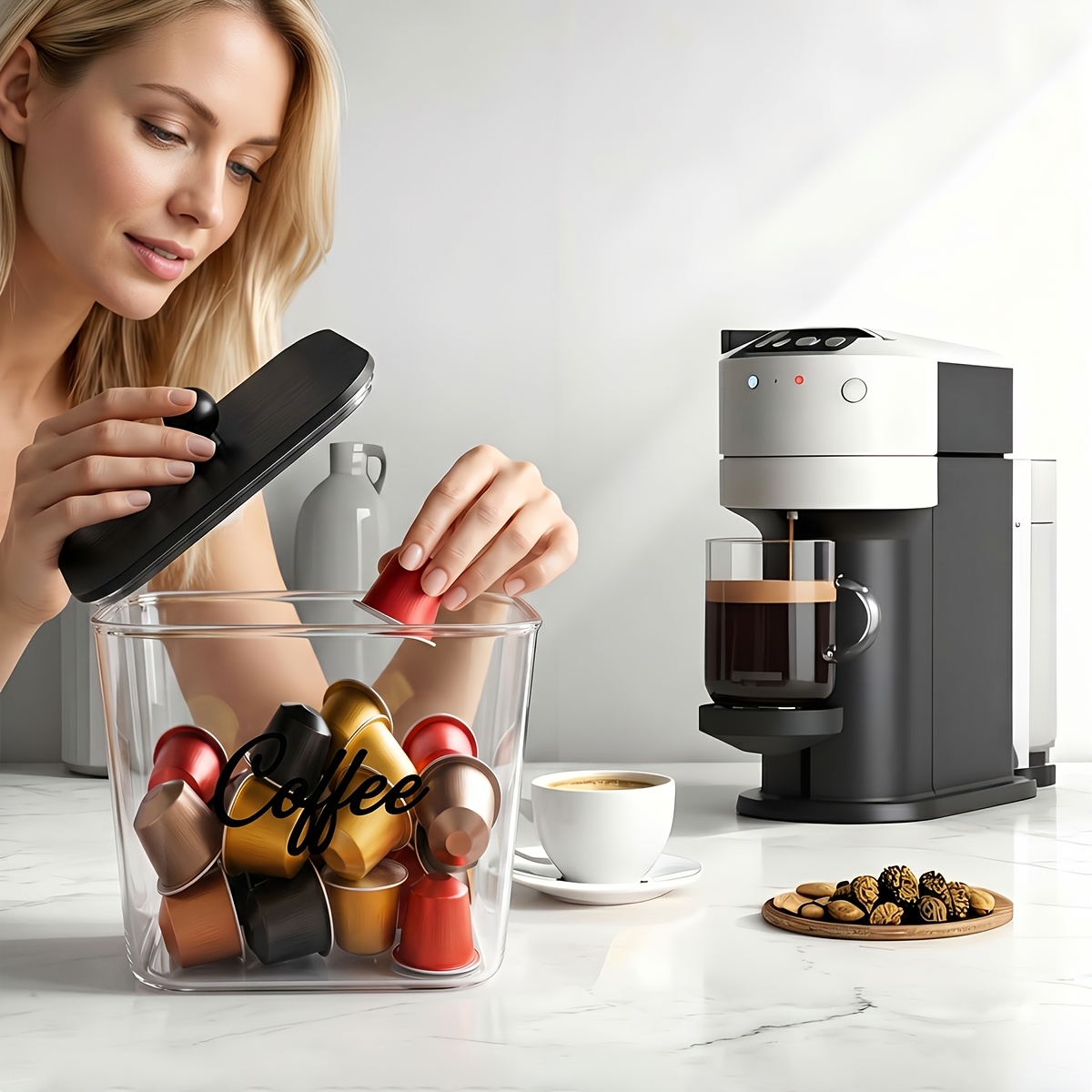 Coffee Pod Holder with Lids Pl - đánh giá và giá Kitchen Baking Tray Storage