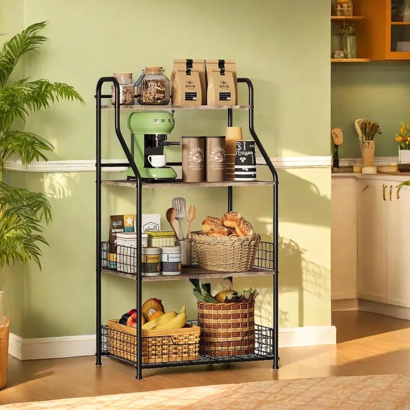 Four-layer iron wood storage r - đánh giá và giá Kitchen Baking Table