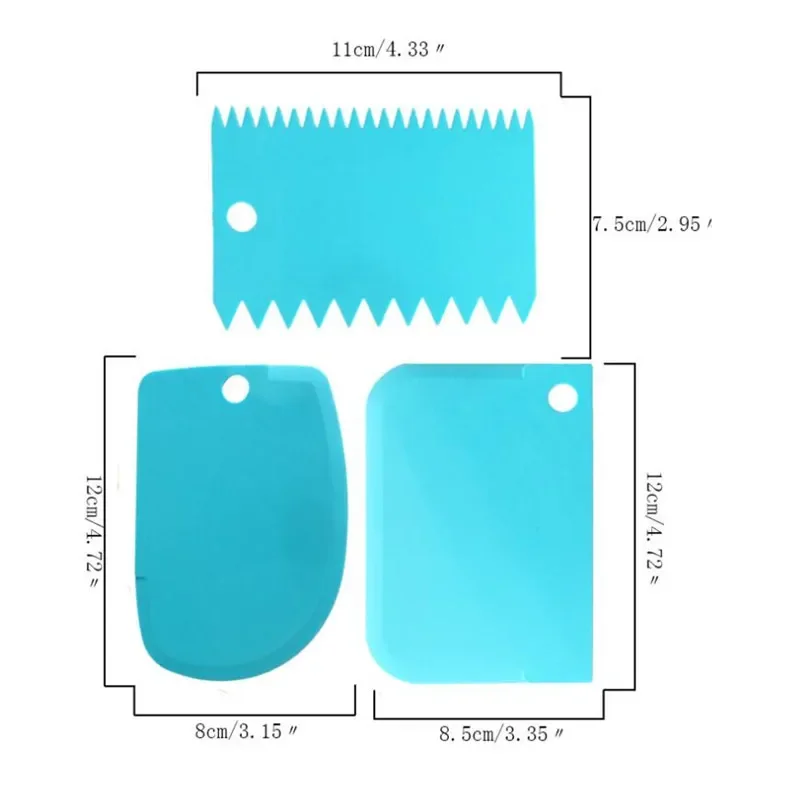 3PCS/Lot Cream Scraper Smoothe - đánh giá và giá Fondant Smoother Set